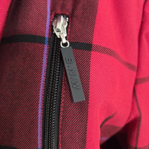 Bianca Nygard Red Plaid Bomber Jacket Size 14 - Picture 5 of 7